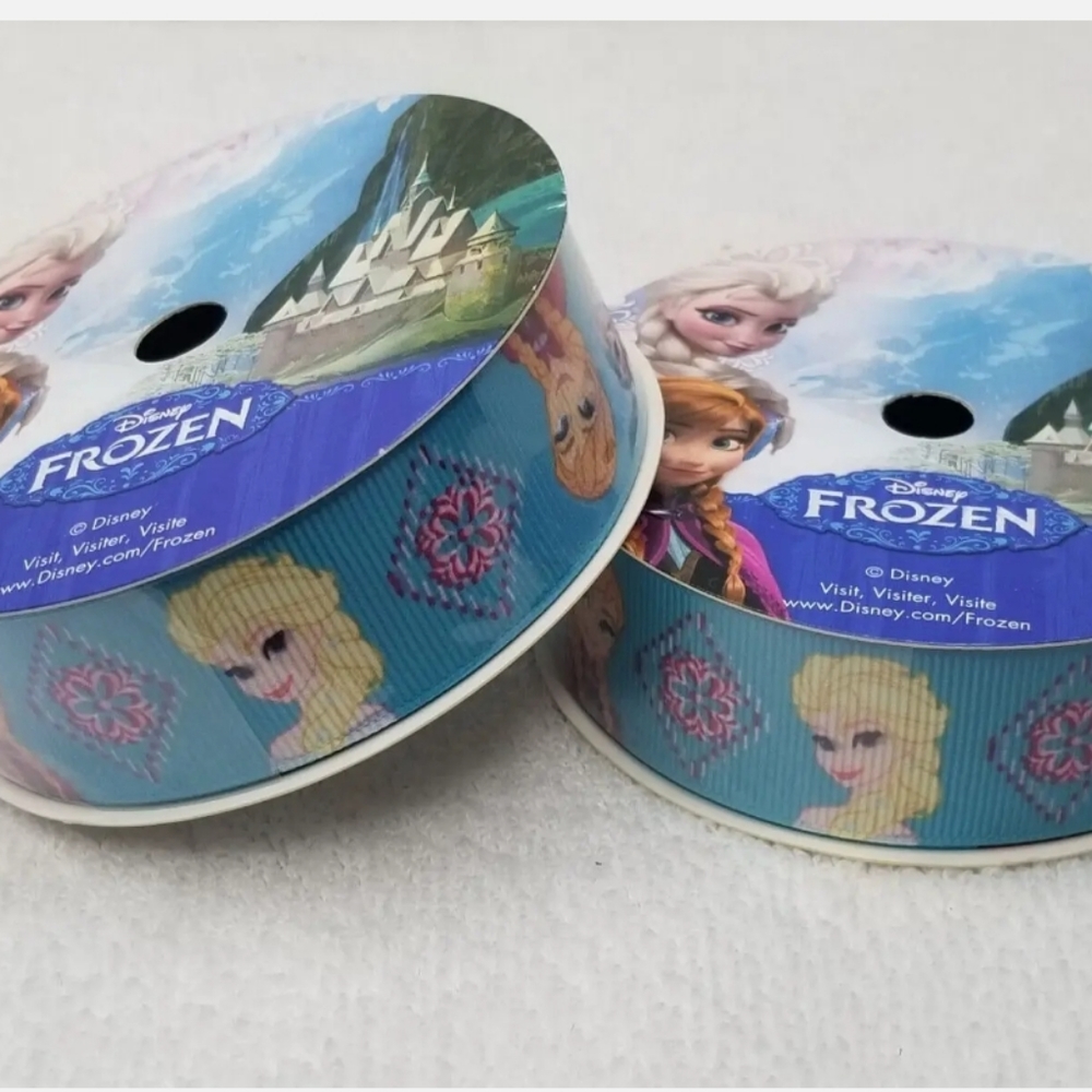 Disney Frozen Ribbon 1 inch Printed Grosgrain Ribbon 3 Yards Each Lot of 2